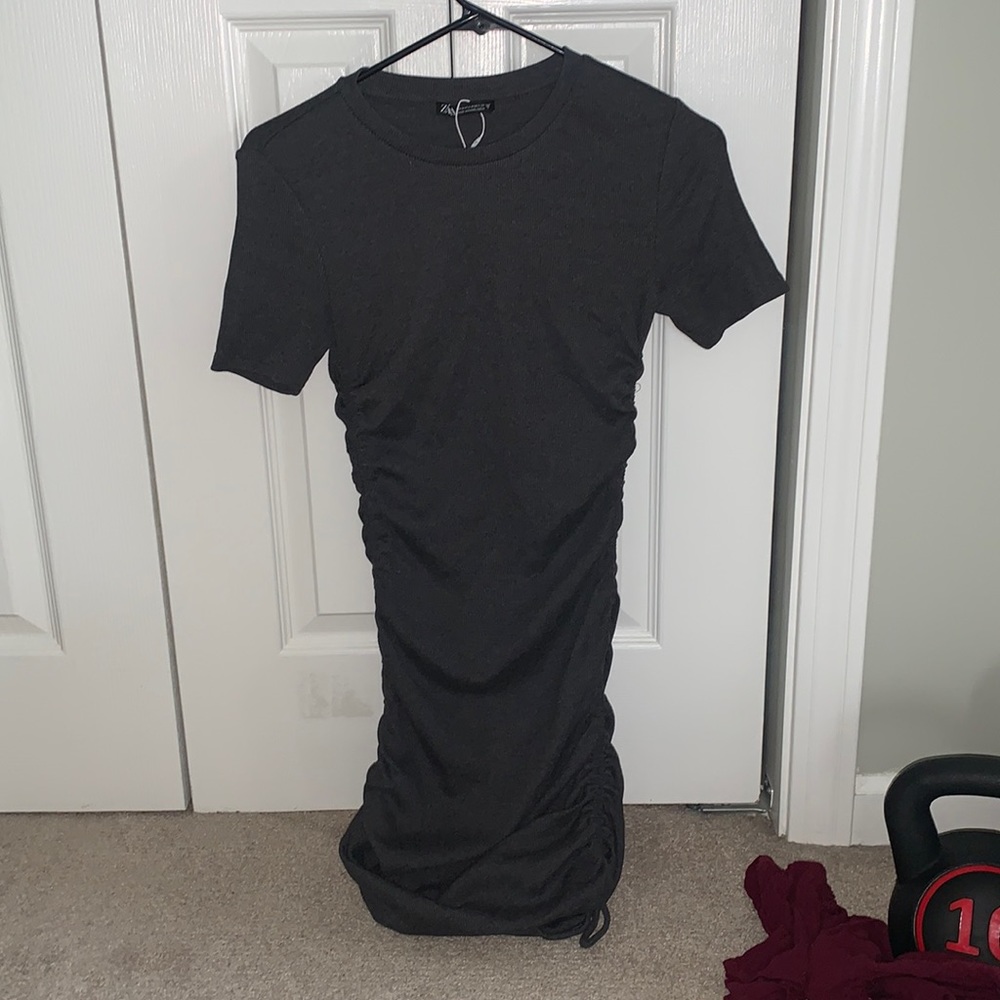 Tight gray mini dress